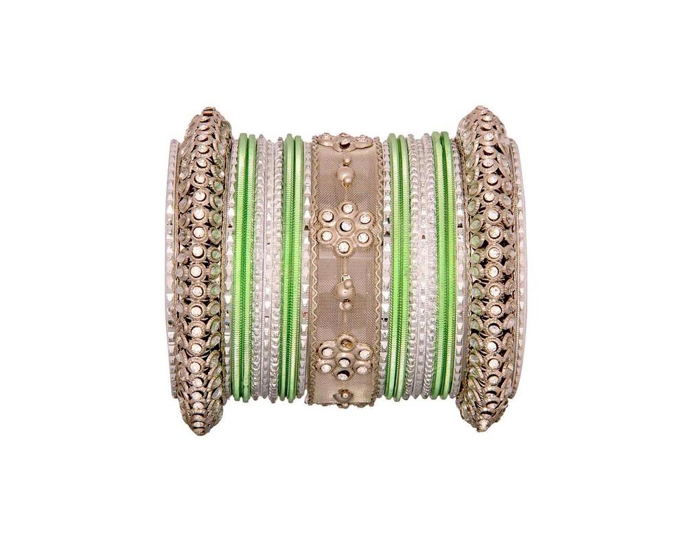 One Hand Multi-Colored Velvet Textured Bangle Set - Image 16