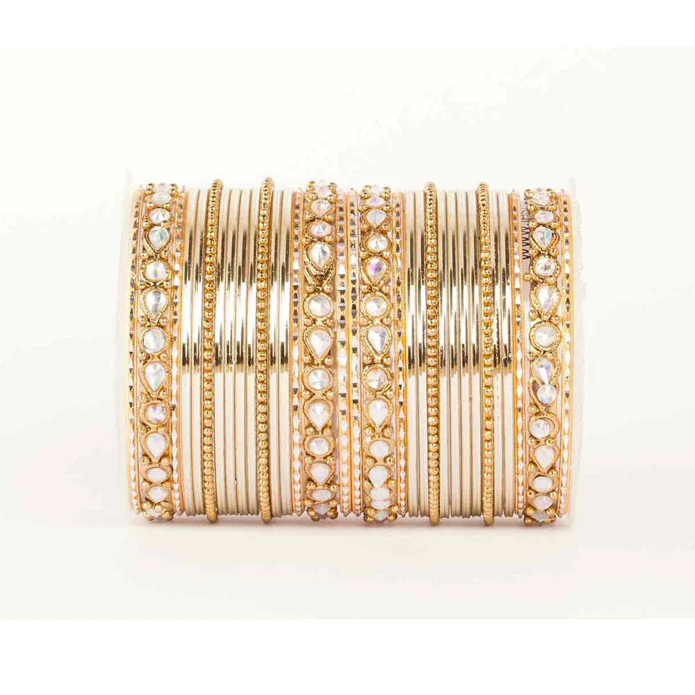 Kundan Gold Plating Bangle Set (Plus Size) - Image 5