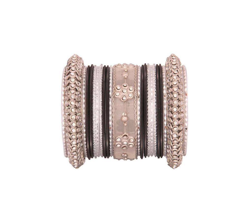 Set of 2 Multi-Colored Velvet Textured Bangle Set (Plus Size) - Image 10