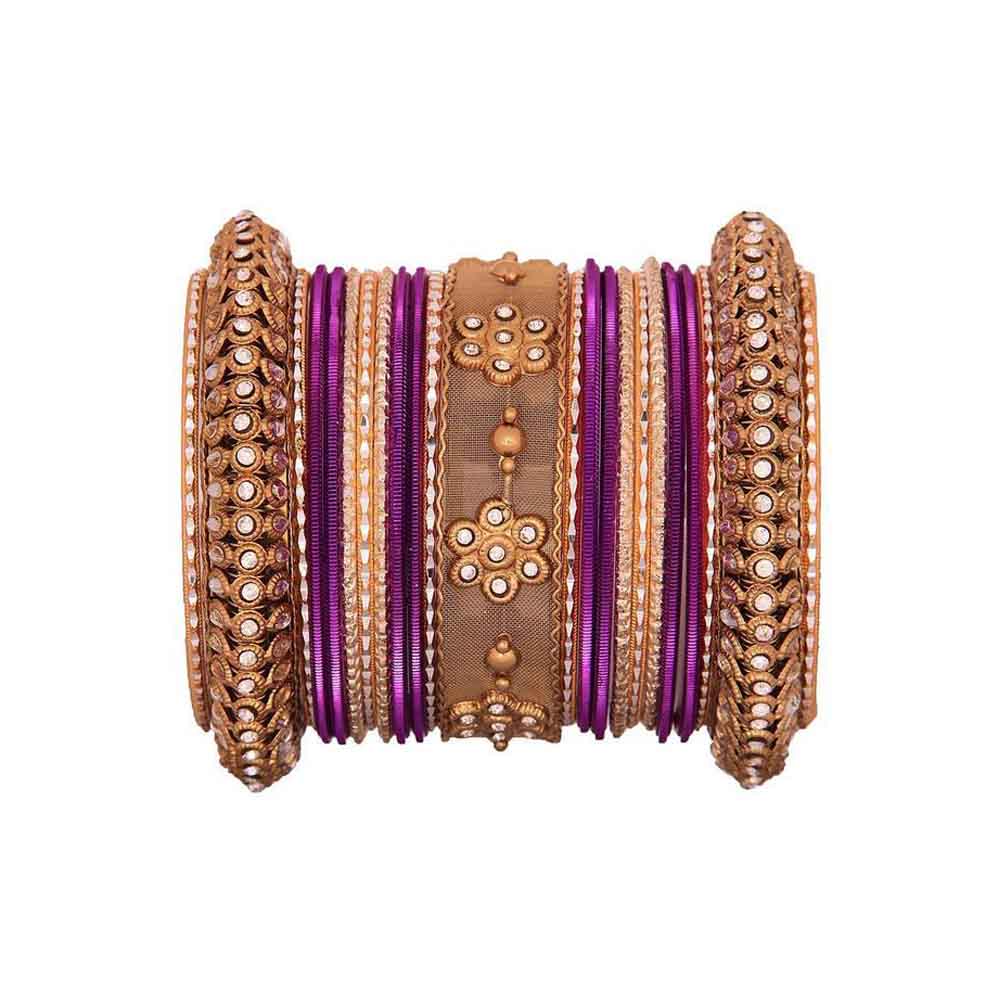 One Hand Multi-Colored Velvet Textured Bangle Set - Image 4