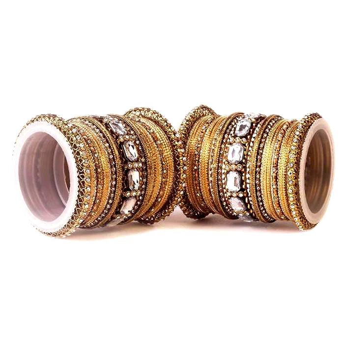Set of 2 Beautiful Colored Bangle Set With Big Kundan Stone - Image 7