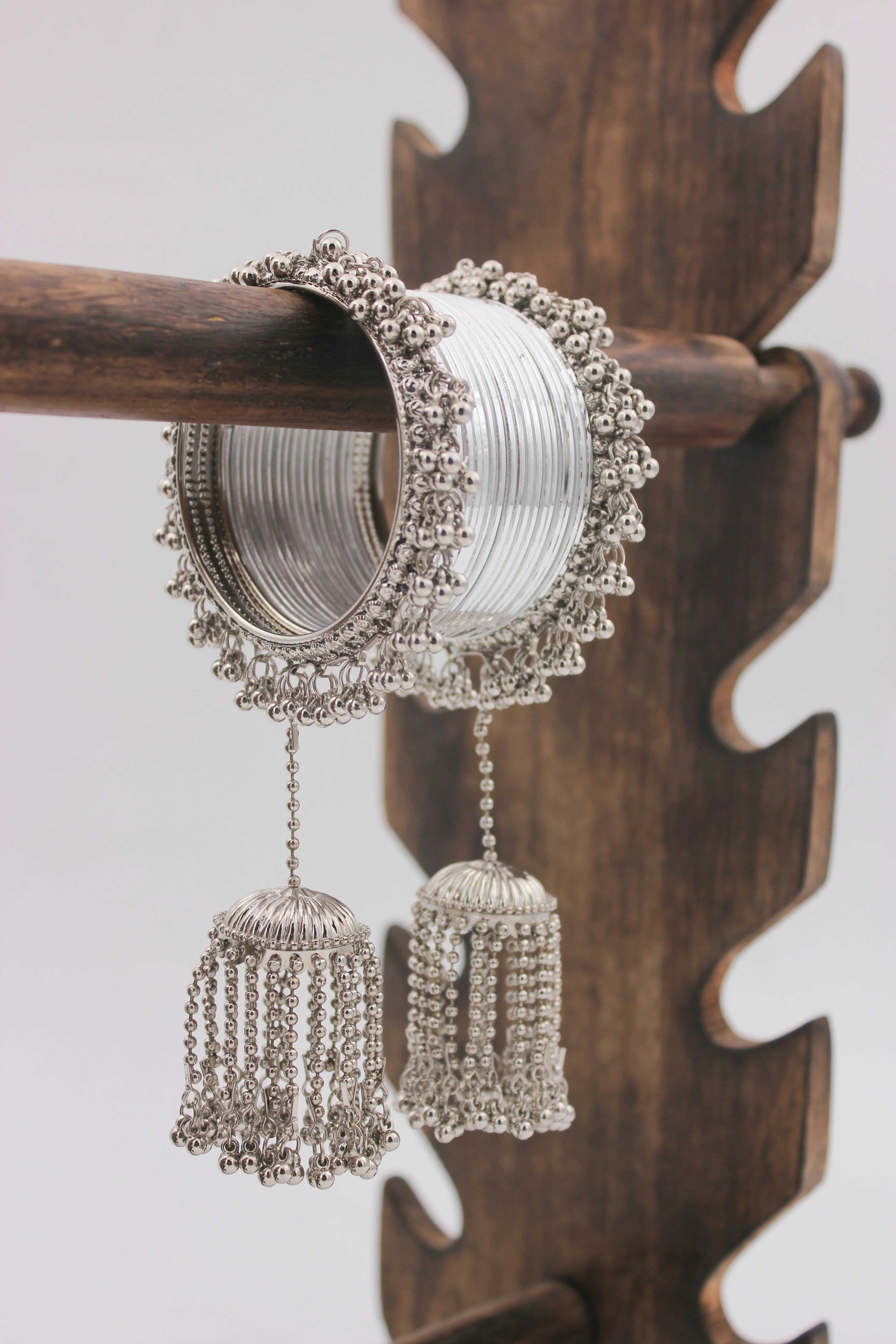 Traditional Silver Ghungroo with Shining Silver Bangles by Leshya - Image 2